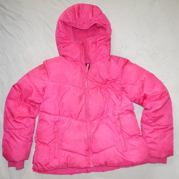Girls Large 10/12 All in Motion Wind & Water Resistant Puffer Coat, Hot Pink - Picture 1 of 6